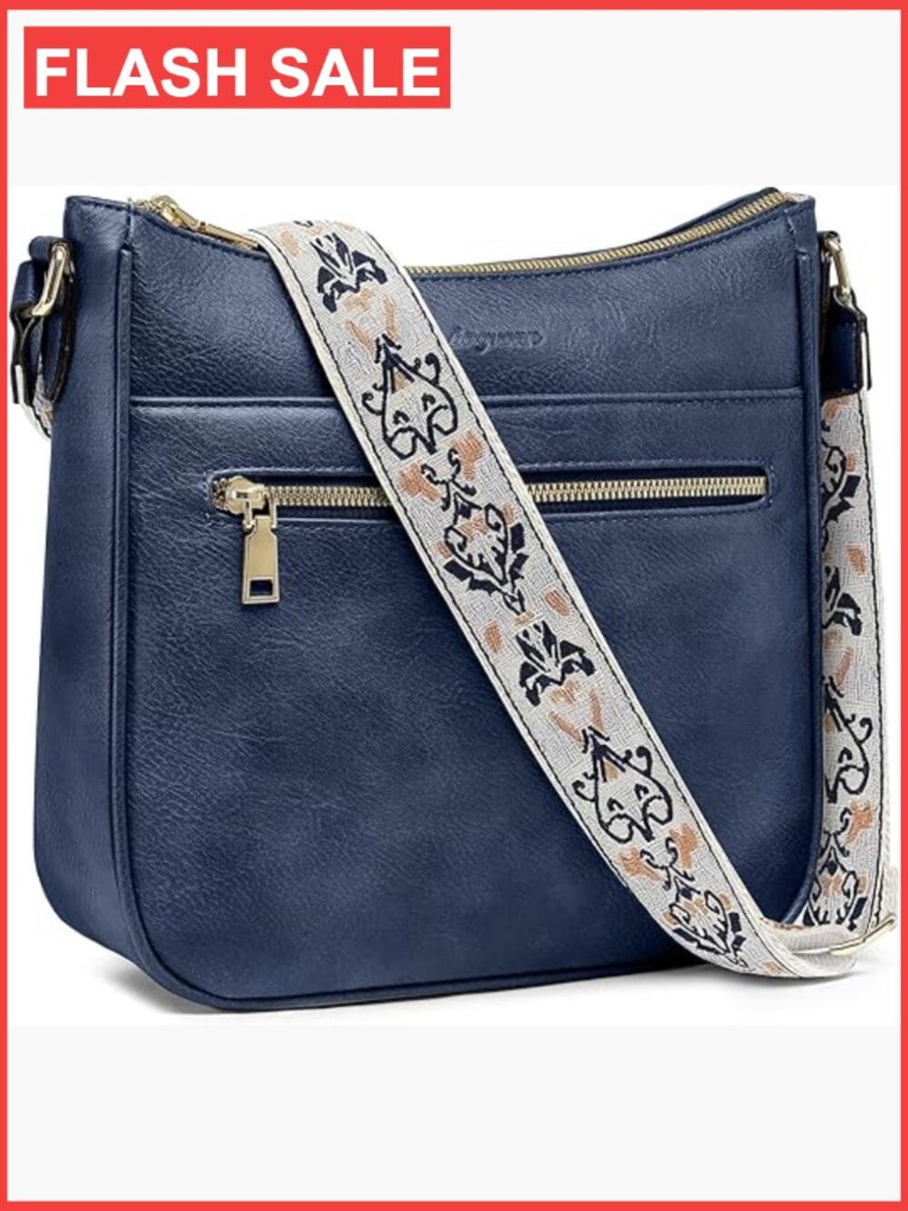 Vegan Leather Hobo Crossbody Bag with Adjustable Strap